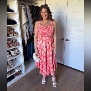 Grace Karin Floral Pink Midi Dress